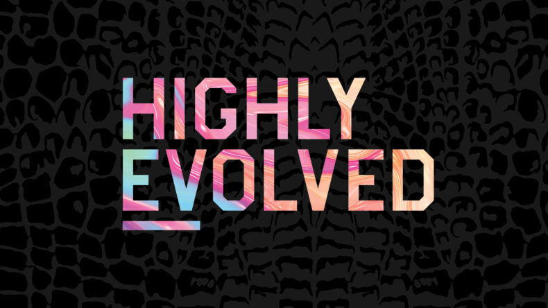 Colorful logo for the Highly Evolved campaign