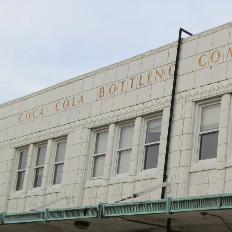 original lettering on coca cola bottling plant